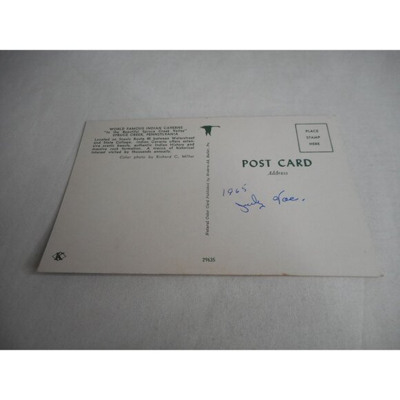 Vintage Postcard unposted Indian Caverns Spruce Creek PA Cars TeePee 1965 - Picture 2 of 2